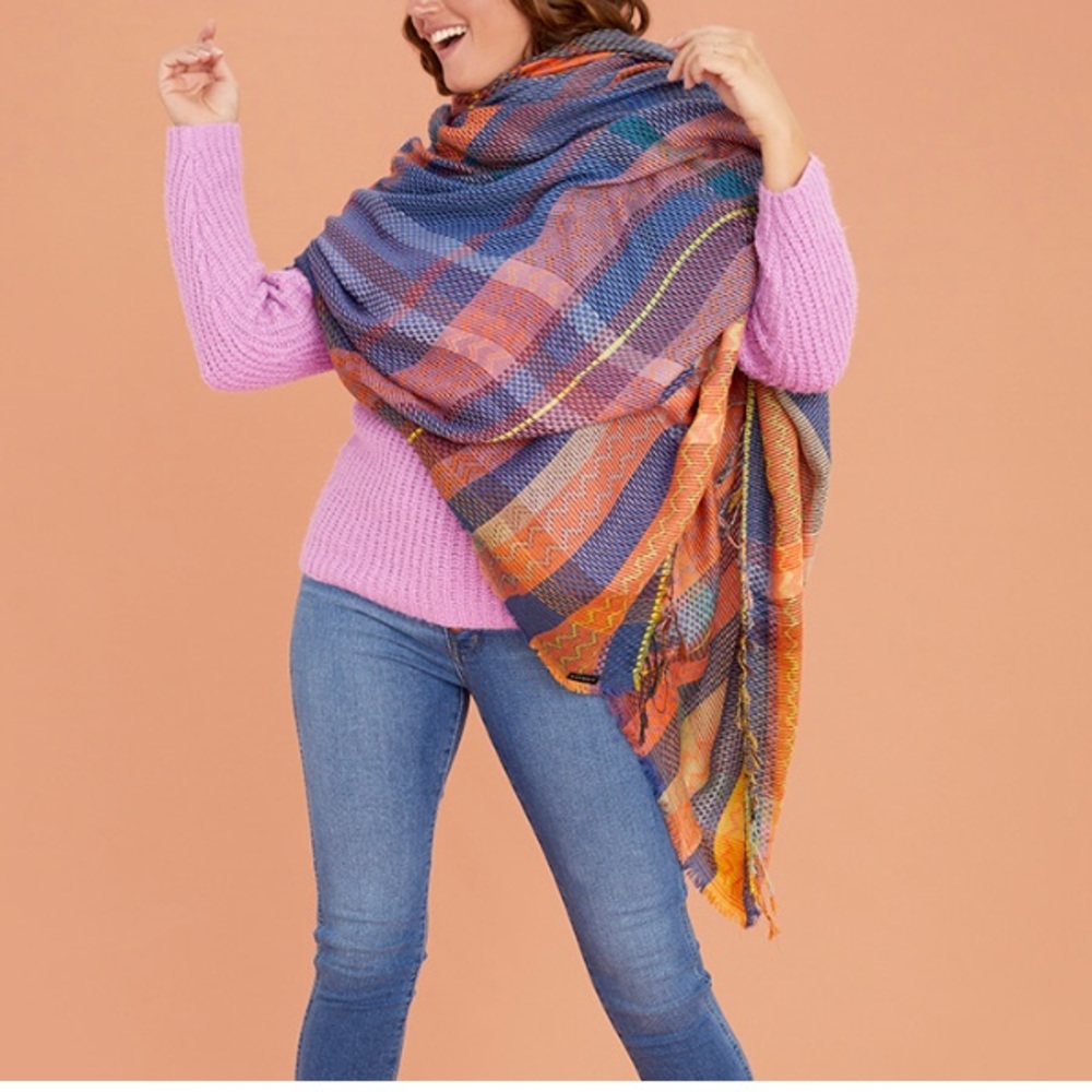 New, Vismaya Collection Blanket Scarf, Plaid, extra large